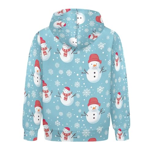 Kids Hoodies Sweaters Christmas Xmas Snowman Hooded Sweatshirts with Big Pockets for Boys Girls B04000712