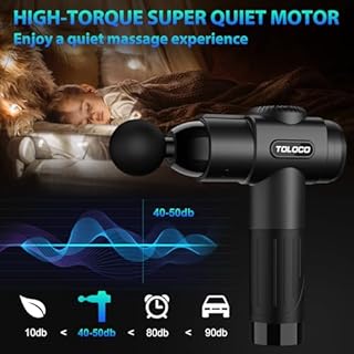TOLOCO Massage Gun, Deep Tissue Back Massage for Athletes for Pain Relief, Percussion Massager with 10 Massages Heads & Silent Brushless Motor, Valentines Day Gifts for Him Her, Black