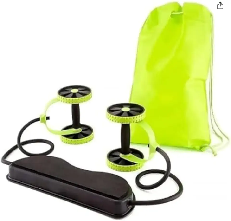 Aparelho de Exercícios para Emagrecer e Malhar em Casa, 44 Exercícios, 6 Níveis de Resistência, Verde com Preto, 41x5x5cm