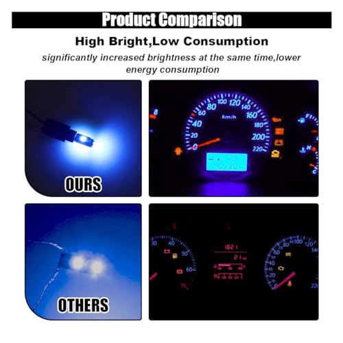 Image of GLSOWEE T5 LED Bulbs, 74 73 37 2721 LED Bulb 12 Volt Replacement, Blue | 3030 SMD Bright Canbus Error-Free, Fit for Auto Car Gauge Cluster Dashboard Light Bulb Instrument Panel Indicator Lights Lamp