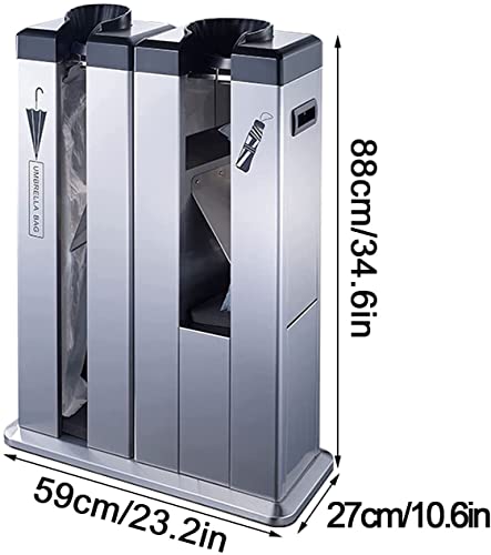 Macchina imballatrice automatica per ombrelli con ruote, supporto per dispenser in acciaio inox, include 500 sacchetti corti e 500 lunghi