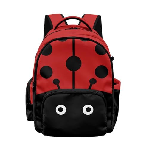 Qnxretky Ladybug School Backpack for Girls Funny School Bag Elementary Book Bag for Girls Age 6-8 Kawaii Backpacks Waterproof Carrying Handle at the Top Birthday Gifts Kindergarten Girl