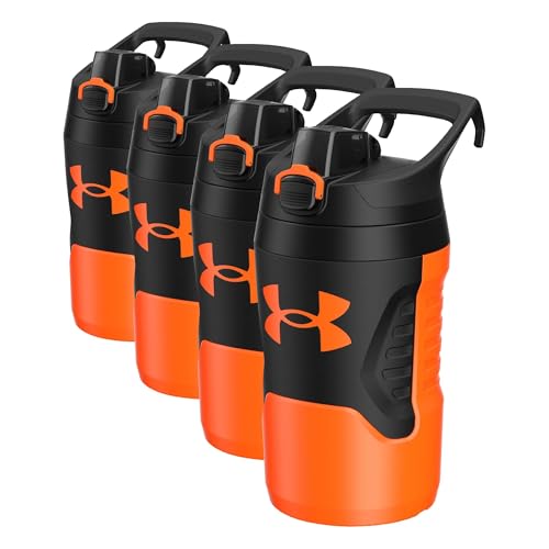 Image of Under Armour 32 oz Insulated Water Bottles - Sports Jug with Handle, Fence Hook, Leak Resistant for Baseball, Football & More, 32 oz Water-Bottles, Sports Water Bottle Insulated (Pack of 4)