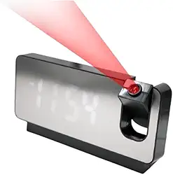 Relógio Alarme Led Espelhado Com Projetor De Hora No Teto USB Tipo C Digital De Mesa Cama Temperatura E Data Para Dormir