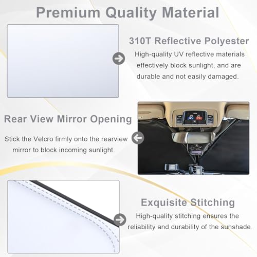 Image of PIMCAR Windshield Sun Shade for Dodge Ram 1500 2009-2018 | Premium 310T Reflective Polyester UV /Heat Shield | Custom Fit Sunshade to Block Rays & Cool Interior