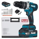 Parafusadeira Hanabi LJ2005 21v Brushless Furadeira 2 Bateria 13mm 80N.m com LED, Maleta