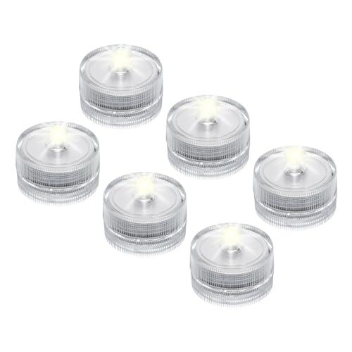 sourcing map Submersible Bright LED Tea Light, White Waterproof Flameless Candles for Party Wedding Festivals Decor, Pack of 6