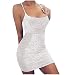 YANFANG Vestido Ajustado Mujer,Vestido de Seda Delgado sin Mangas Cuadrado sin Mangas con Tirantes Sexy para Mujer, L,White