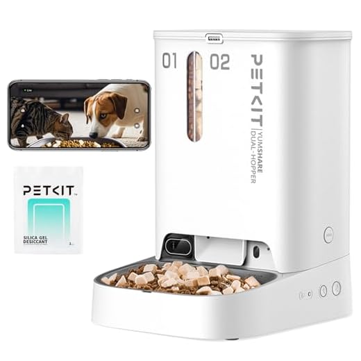 PETKIT Automatic Cat Feeder with Camera,1080P HD Video with Night Vision,Double Hopper Pet Feeder for Cats and Dogs with 2-Way Audio,Smart App Control Cat Food Dispenser,2.4G WiFi/Anti-Stick Bowl