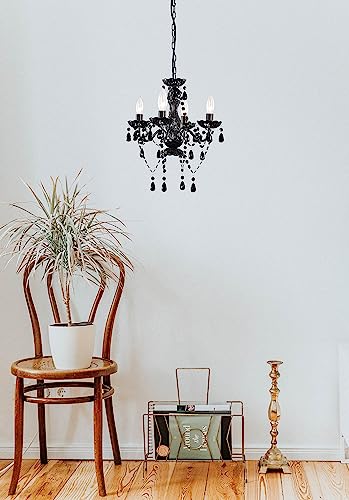 LaLuLa Black Chandelier Small Crystal Chandelier Lighting Mini Acrylic Chandeliers 4 Light Modern Pendant Light Fixtures for Bedroom - Image 4