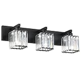 Aipsun Black Vanity Light Bathroom Lighting Fixtures 3 Light Crystal Modern Bathroom Vanity Light (E
