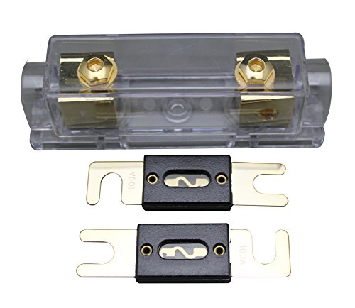 80A ANL Fuse Holder Distribution Inline 0 4 8 Ga in Out Gold Plated Terminal Free Fuse