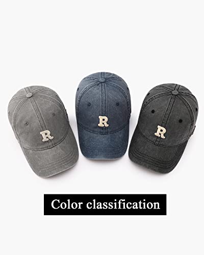 Gorra de béisbol denim con letra R ajustable unisex miniatura 6