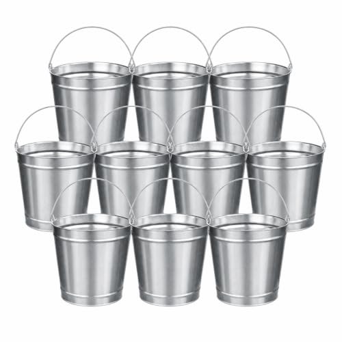 Sturdy Essentials Industrial Metal Pail Galvanized Bucket with Handle