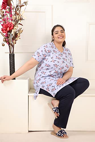 Image of In Love Women's Cotton Plus Size Longline T-Shirt Half Sleeve with Pockets