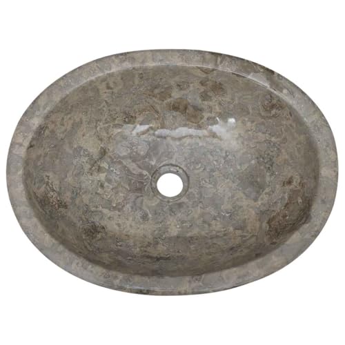 Lavabo gris de mármol rectangular de 53x40x15 cm para baño 7