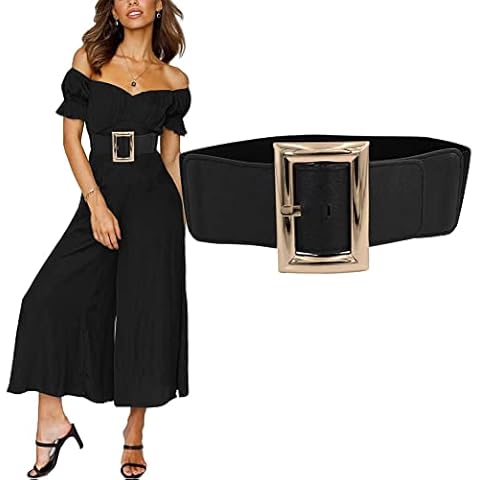 Women Wide Elastic Belt, Ladies Waist Cinch Belt with Metal Buckle, Stretchy Waistband Belts for Women Dresses Cover