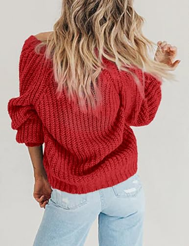 Image of Zeagoo Women's 2026 Fall Chunky Knit Cardigans Open Front Long Sleeve V Neck Button Loose Cardigan Sweaters