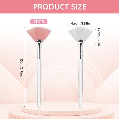 Giantree 2 Stück Fächerpinsel Kosmetik,15 Cm Maskenpinsel Weiche Gesichtspinsel Säure Applikator Kosmetikerin Pinsel Gesichts-Bürsten Für Frauen Mädchen Make-Up Cosmetische Multi Use