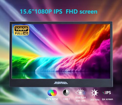 Image of 15.6 inch Portable Monitor, 1080P FHD IPS USB-C /HDMI Display, Ultra-Slim Second Screen for Laptop /Phone /PS5 /Xbox, Plug & Play Travel Monitor