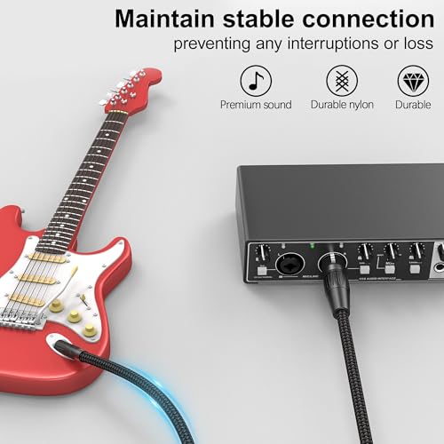 HOSONGIN XLR Female to 1/4 TS Male Cable, Mono Jack Mic Cord for Wireless Microphones, Braided, Ideal for Live Sound, Studio Recording, Karaoke, PA Systems, 6FT - Thumbnail 4