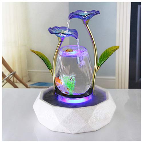 Crapelles Tabletop Water Feature Blue Lotus Fountain Waterfall Cascade Indoor Decoration Aquarium Zen Relaxesion Humidifier Meditation cover