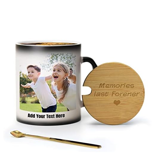 MUGKISS Taza de café personalizada, tazas que cambian de color, taza personalizada, fotos y texto en ambos lados, regalo único para cumpleaños, familia, amigos y amantes. (una tapa de 10 onzas)