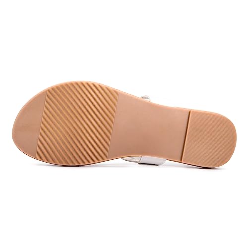 Image of LM Women's Thong Sandals T-Strap Sandals Slip On Flat Sandals Flip Flop Casual Summer Slide Sandals