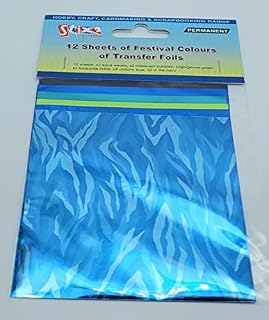 12 SHEETS TRANSFER FOILS FESTIVAL COLOURS SHINY IRIDESCENT BLUE GREEN TURQUOISE