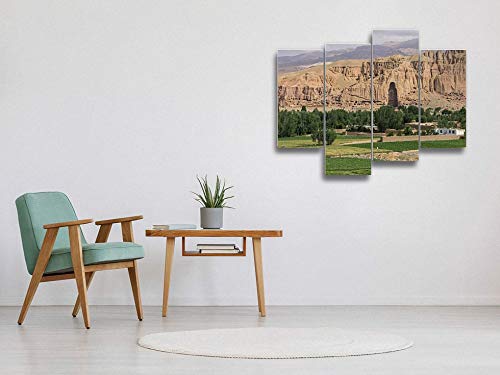 The Giant Buddha - Afghanistan Canvas Wall Art Hanging Paintings Modern Artwork Abstract Picture Prints Home Decoration Gift Unique Designed Framed 4 Panel #TOP2