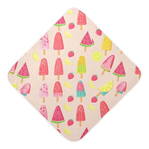 Kigai Baby Hooded Towel Absorbent Baby Bath Shower Towel with Hood for Newborn Boys Girls Babies Infant Toddler (Colorful Ice Cream Popsicles 30 x 30 in)