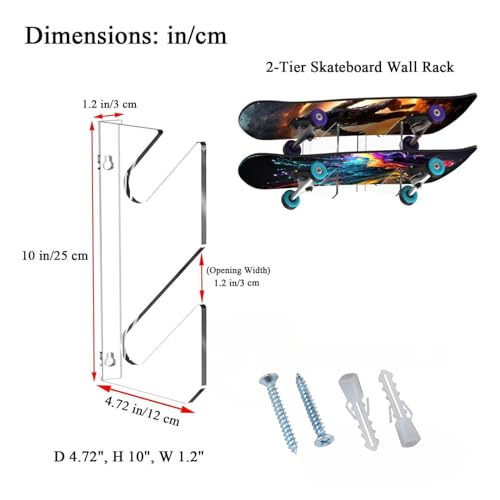 Support mural pour skateboard acrylique discret qui protège vos murs - 3