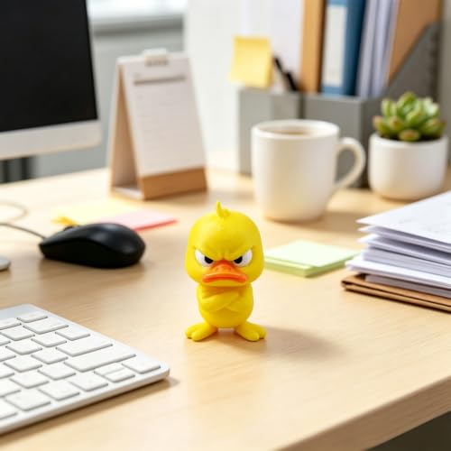 Image of 3D Printed Angry Duck Desk Figurine Yellow Duck Ornament (#03)