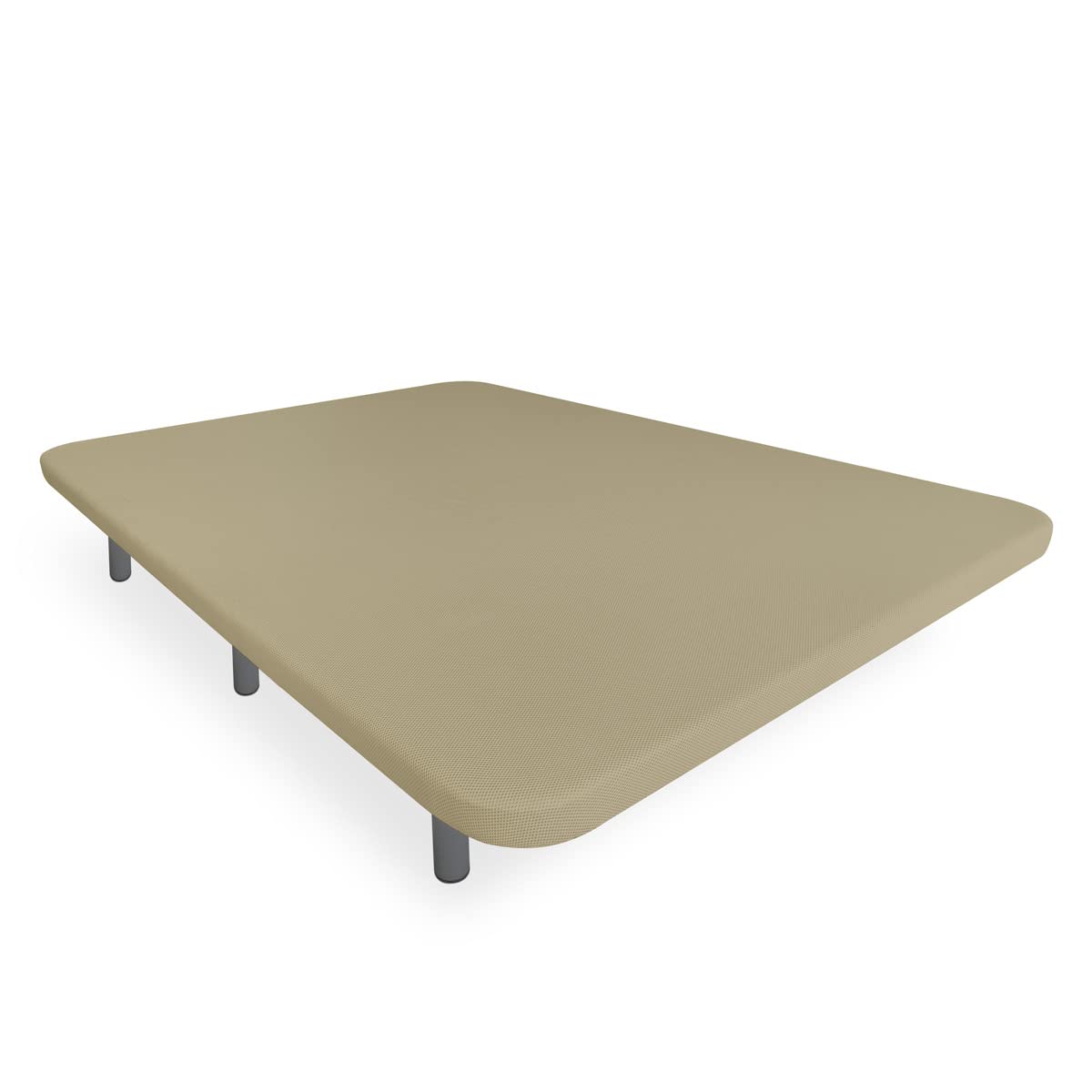 Somnia Descanso - Base Tapizada 3D Reforzada, Gran Estabilidad con 5 Barras de Refuerzo 6 Patas metálicas roscadas de 25cm, 150x190, Beige