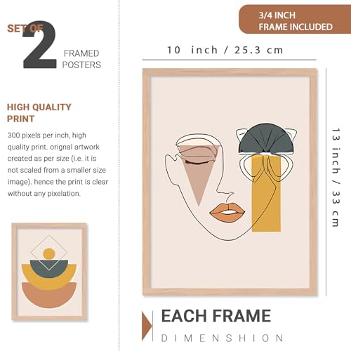 Image of Kotart Premium Digital Paintings with Frame for Home Decoration - Minimalistic Shapes Painting for Living Room Bedroom Office Room Decor - Painting for Wall Decoration - Pack of 4 (Art 8, Small (10x13 or 10x10 inch))