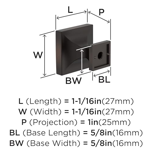 Image of Amerock 10 Pack 1-1 /16 inch Square Pedestal Oil-Rubbed Bronze Cabinet Knob | Durable Zinc drawer knob and cabinet hardware, ideal for kitchen cabinets, bathroom vanities, dressers, and furniture