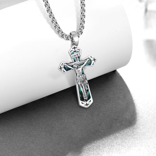 Crucifix Necklace S925 Sterling Silver Cross Jesus Necklaces Jesus Jewelry Gifts for Men Women2