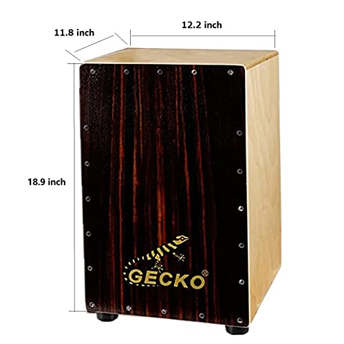 Gecko Cajon Box Drum-Wooden Percussion Box Musical Instrument Bass Drum Box Acoustic Box Drum Beat Box With Internal Adjustable Guitar Strings Cajon Drum Set Package #TOP3