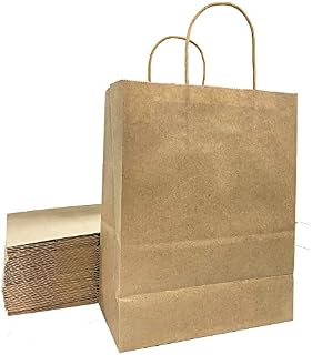 30 Brown Paper Bags Gift Bags, Food Bags with Strong Handles Paper Bags -8.2"x4.3"x10.6"(Lx Wx H)