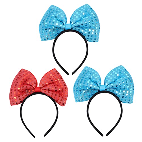 CRILSTYLEO 3Pcs Diadema De La Cabeza De La Cabeza De Navidad Accesorios Para El Cabello Sequin Diabarra La Banda Del Cabello De Navidad Del Cabello Sequin Diadario Navideño El Toallero De La