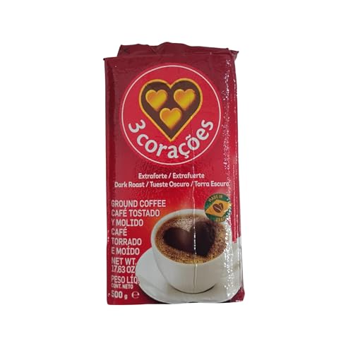 3 Coracoes ExtraForte Ground Coffee - 17.6 ounce - Vacuum Sealed Pack of 1