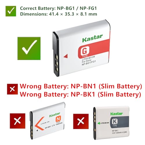 Kastar Battery (X2) & Slim USB Charger for Sony Cybershot DSC-HX5V, DSC-HX9V, DSC-W30, DSC-W35, DSC-W50, DSC-W55, DSC-W70, DSC-W80, DSC-W290, DSC-H10, H20, H50, H55, H70, H90 Battery+ More Cameras