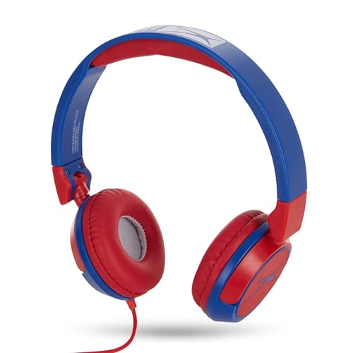 Image of Altec Lansing Kid Safe Wired Headphones, Over Ear Headphones for Kids Ages 3-5, Volume-Limiting Toddler Headphones with Mic, Compact Foldable Kids Headphones with Cord, APA Approved (Blue /Red)