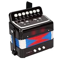 Fdit Kids 10 Key Accordion Musical Instrument Toy, 7 Note Educational Accordion for Children Beginners, ABS Plastic Portable Mini Accordion for Solos Ensemble and Music Learning (Black)