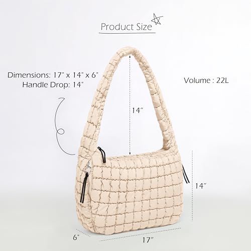 Image of ODODOS Quilted Carryall Tote Bag for Women Crossbody Hobo Lightweight Padding Shoulder Bag