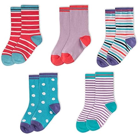 Mightly Girls and Boys' Crew Socks | Organic Cotton Multi-Pack Kids Sock Set, Mightly Style, Small (10-11) Cover