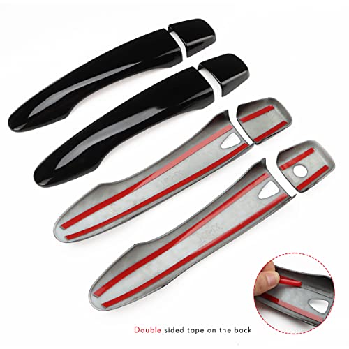 DLOVEG Car Door Handle Cover Compatible for 2015-2022 Nissan Murano 2016-2022 Maxima Accessories Black Door Handle Ptetector with 2 Smart Key Holes