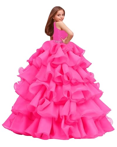 Pageant Dresses for Girls Layered Organza Sweet 16 Quinceanera Flower Girl Dress Beaded Party Ball Gown2