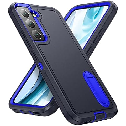 IDweel for Galaxy S22 Case with Build-in Kickstand, Heavy Duty Protection Shockproof Anti-Scratch Rugged Protective Durable Case Hard Cover for Samsung Galaxcy S22 6.1 Inch,Navy Blue Cover