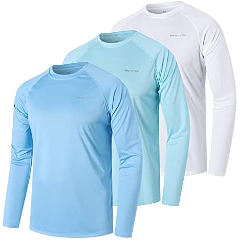 ZENGVEE 3er Pack UV Shirt Herren Rashguard UPF 50+ UV Schutz Shirt Schwimmshirt Herren Lässig Sonnenschutz Sport Tshirt Männer Atmungsaktiv für Wasser Surfen Schwimmen (0618-Blue White Lake-M) Cover
